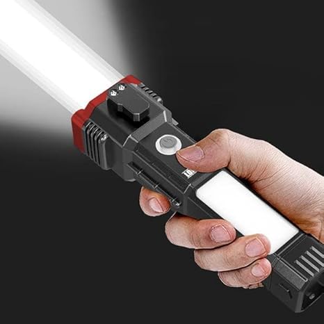 Rechargeable LED Torch with Power Bank & Emergency Hammer