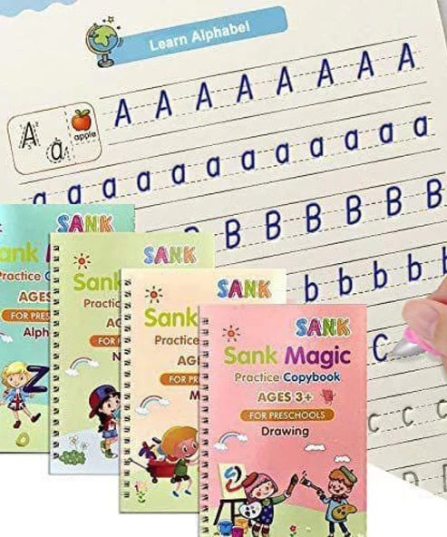 Kids Reusable Magic Book Set – 10 Refills & Grip Pen
