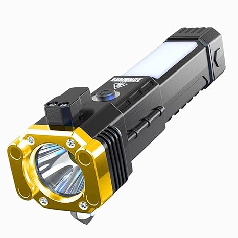 Rechargeable LED Torch with Power Bank & Emergency Hammer