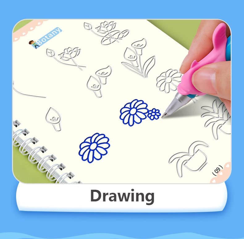 Kids Reusable Magic Book Set – 10 Refills & Grip Pen