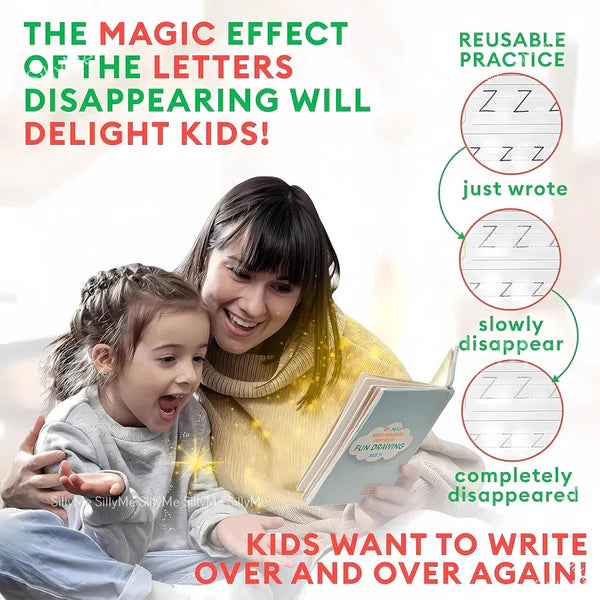 Kids Reusable Magic Book Set – 10 Refills & Grip Pen