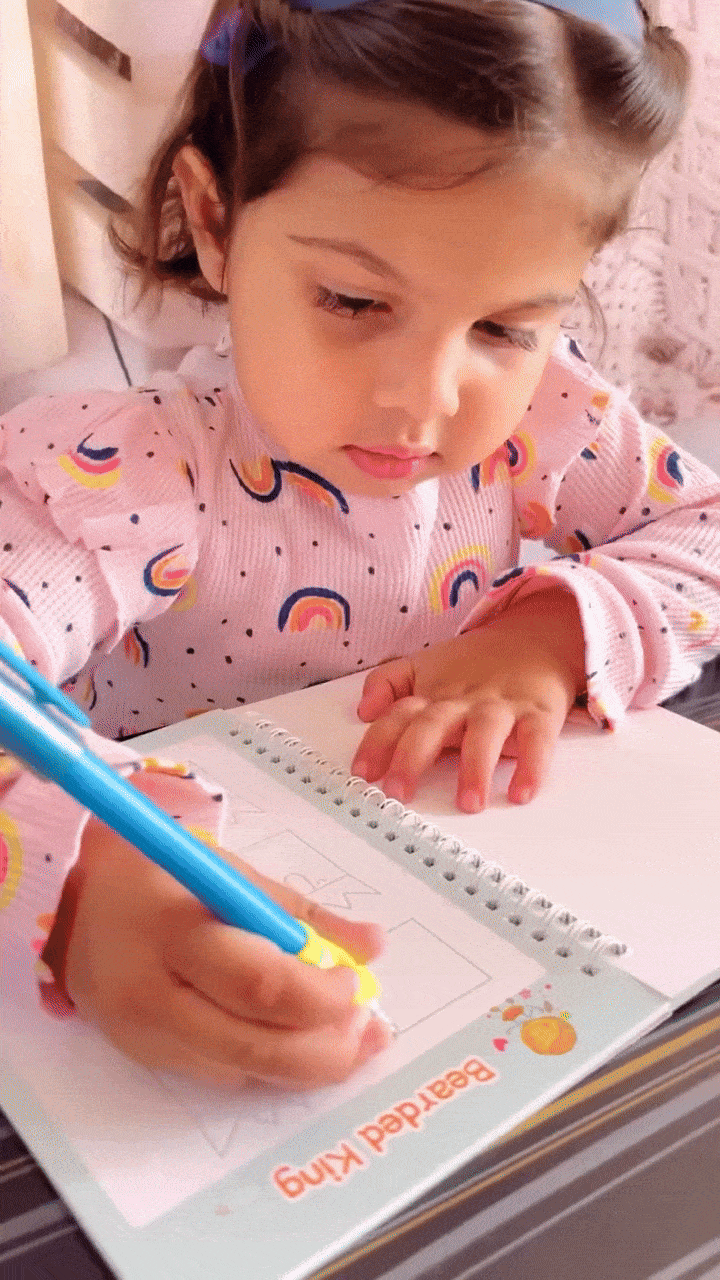 Kids Reusable Magic Book Set – 10 Refills & Grip Pen